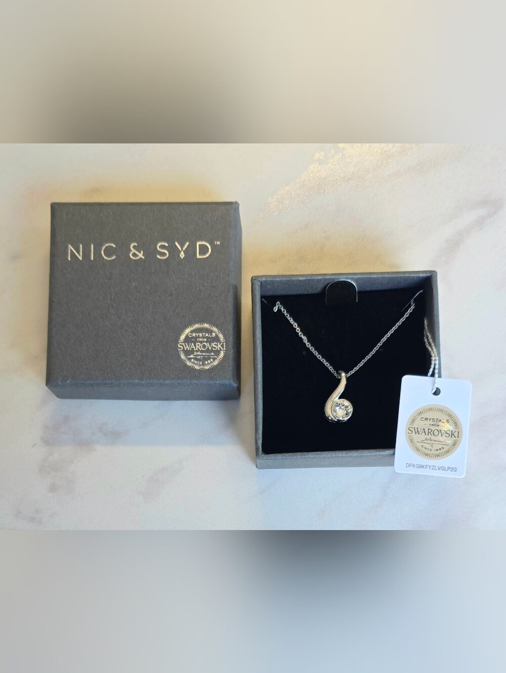 Nic & Syd Teardrop Solitaire Pendant Necklace with Crystals from Swarovski